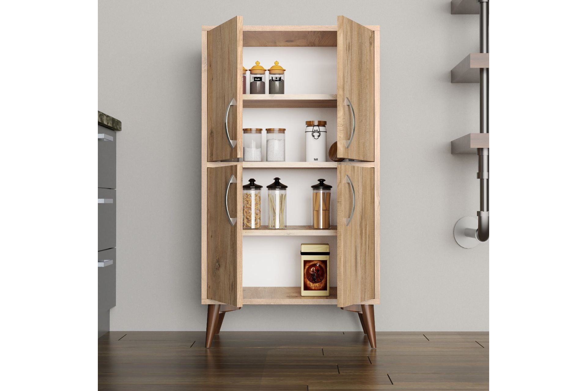 Buffet moderne 4 portes Kero L60cm Bois clair 