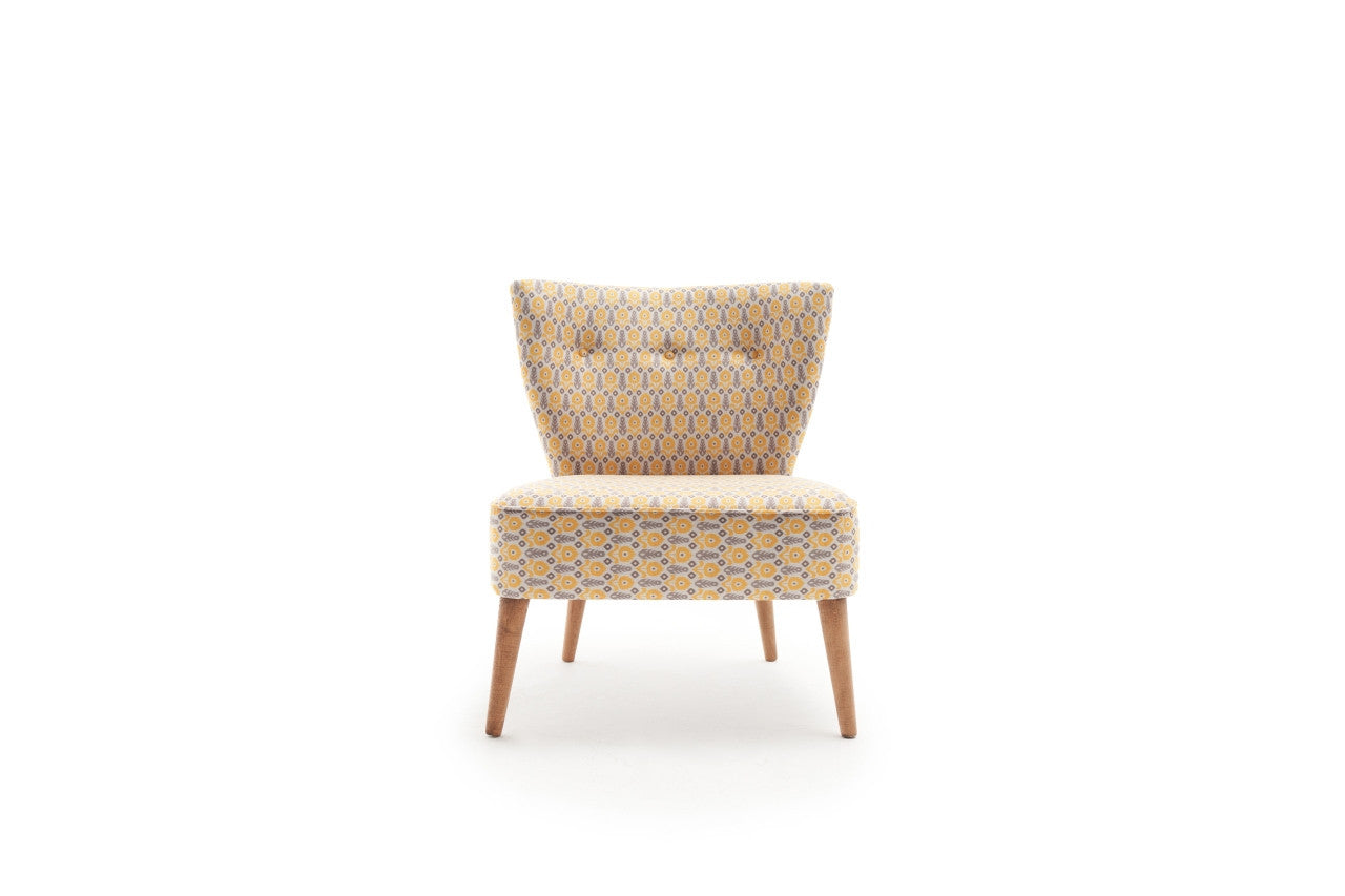 Fauteuil style scandinave Okapi Tissu Motif Floral Jaune