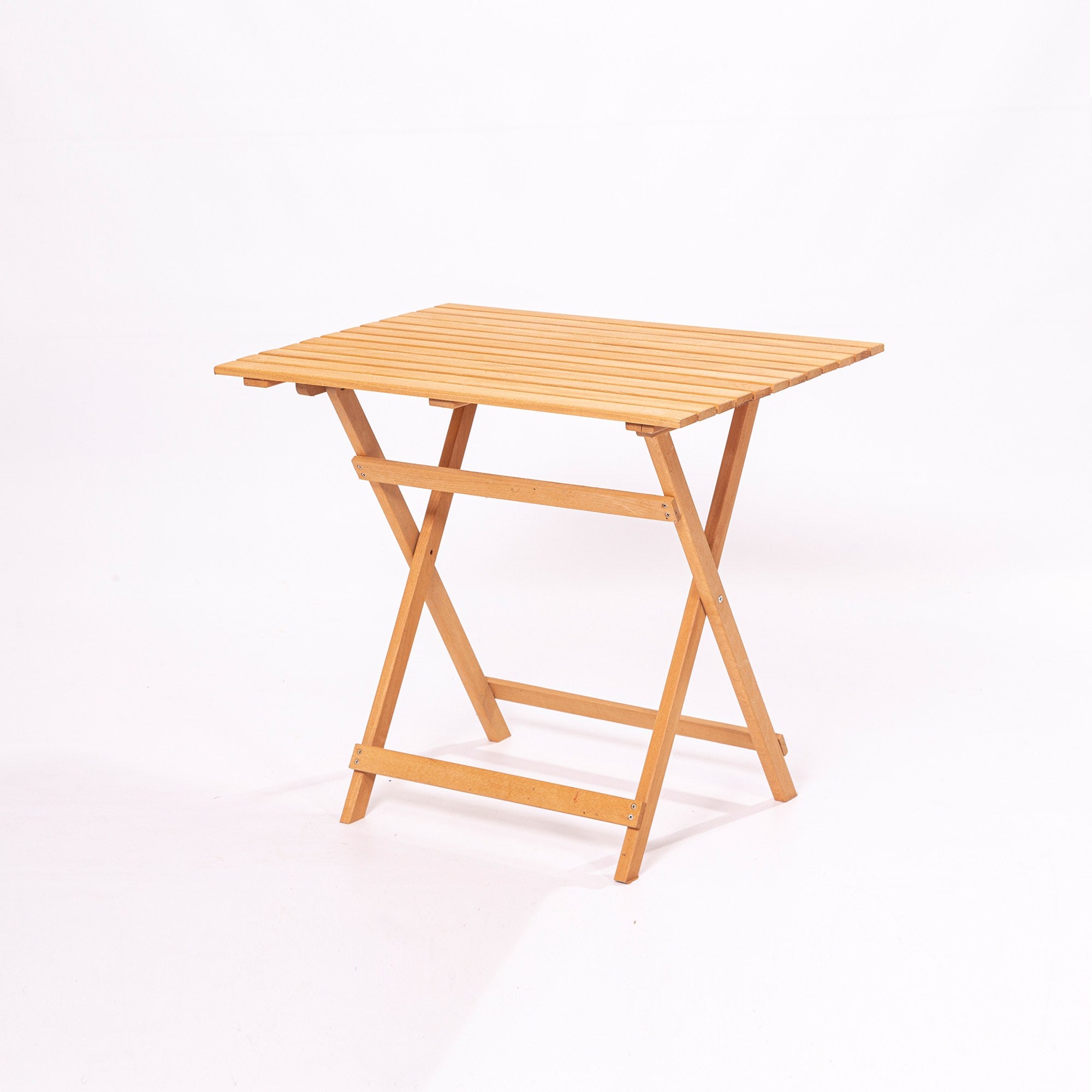 Ensemble table rectangle et 2 chaises de jardin pliables Lukas Hêtre massif Naturel