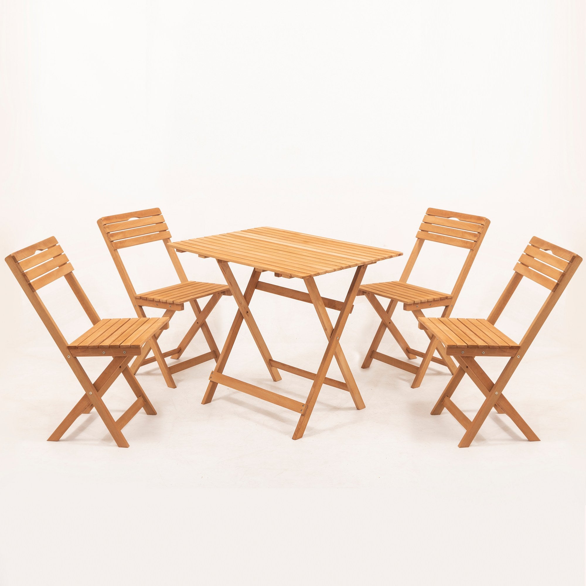 Ensemble table et 4 chaises de jardin Lukas Hêtre massif Naturel