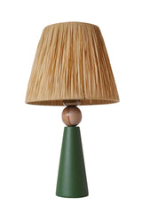 Lampe à poser style contemporain Ekimo D24cm Abat jour Tissu Brun avec base Céramique Effet bois et Vert