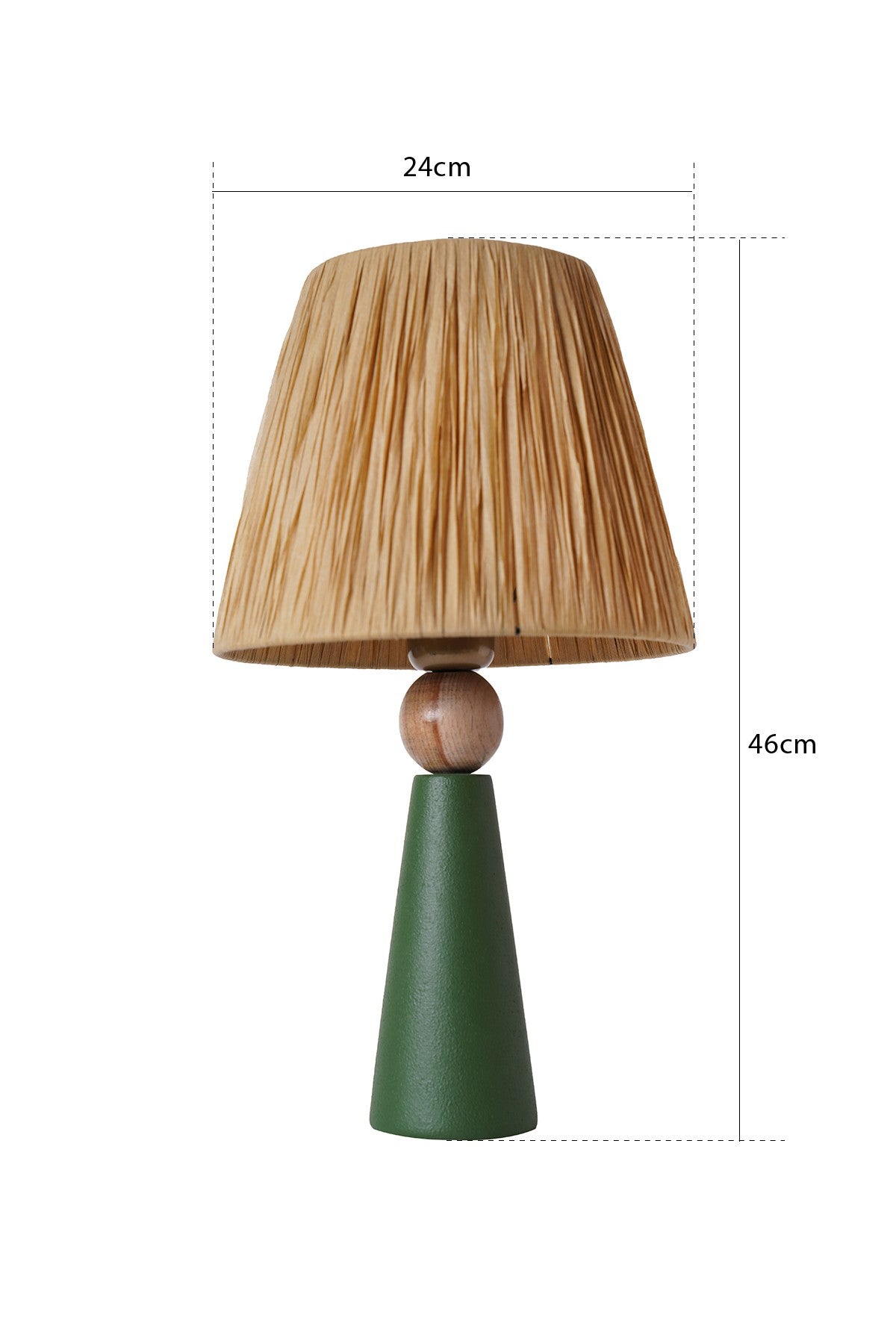 Lampe à poser style contemporain Ekimo D24cm Abat jour Tissu Brun avec base Céramique Effet bois et Vert