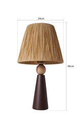 Lampe à poser style contemporain Ekimo D24cm Abat jour Tissu Brun avec base Céramique Effet bois et Marron