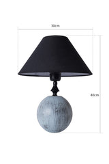 Lampe à poser design Ramera D30cm Tissu Noir et Céramique Bleu Gris