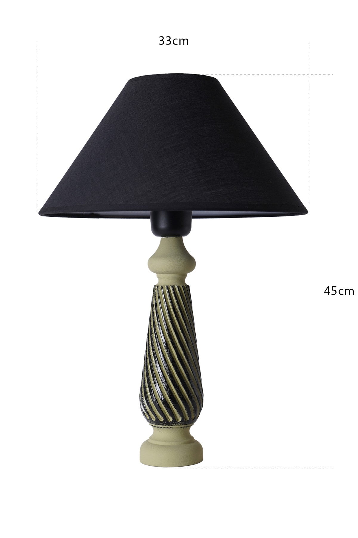 Lampe à poser style contemporain Ekimo D33cm Abat jour Tissu Noir avec base Céramique Vert et Noir