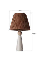 Lampe à poser style contemporain Ekimo D24cm Abat jour Tissu Marron avec base Céramique Effet bois et Gris