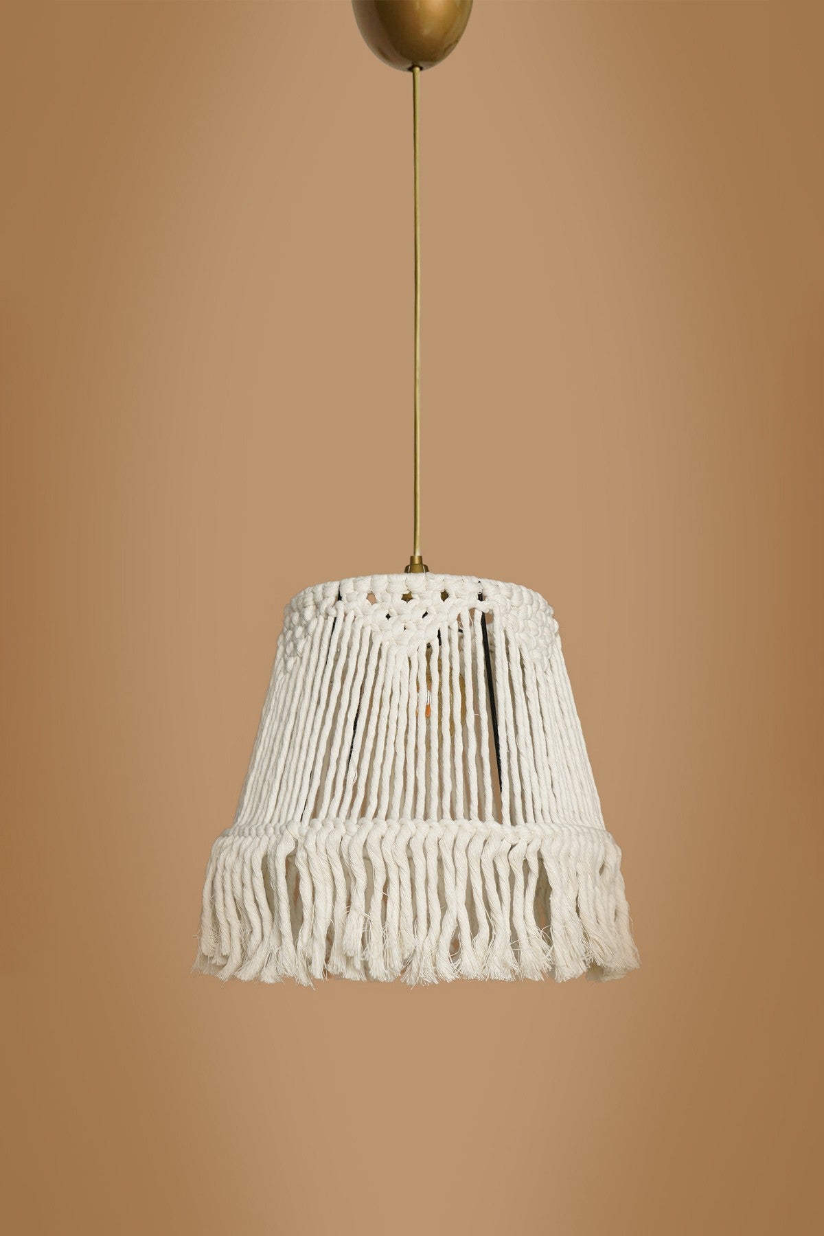 Lustre abat jour Reno D30xH60cm Tissu macramé Crème