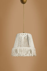 Lustre abat jour Reno D30xH60cm Tissu macramé Crème