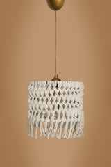 Lustre abat jour Reny D30xH65cm Tissu macramé Crème