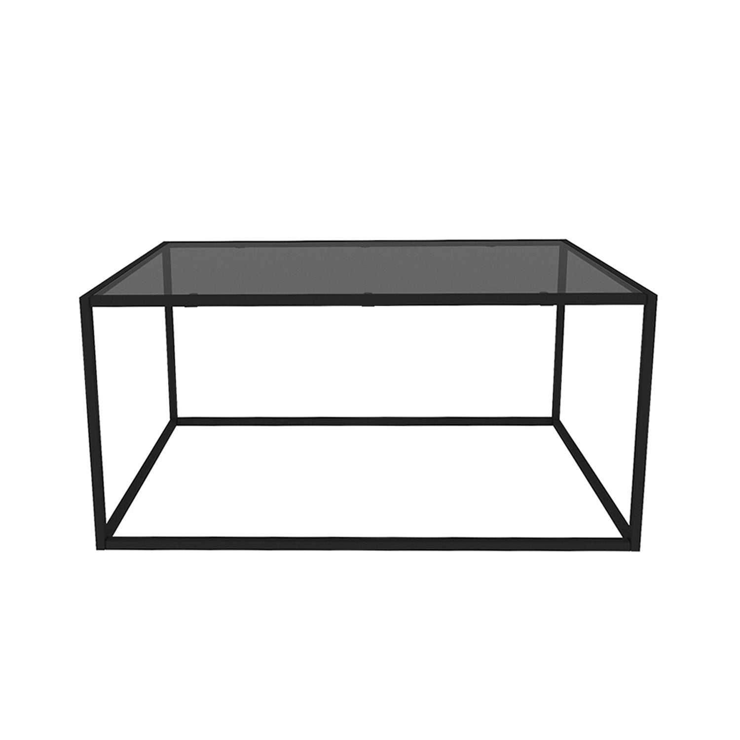 Table basse style industriel Vianta L90cm Métal et Verre fumé Noir