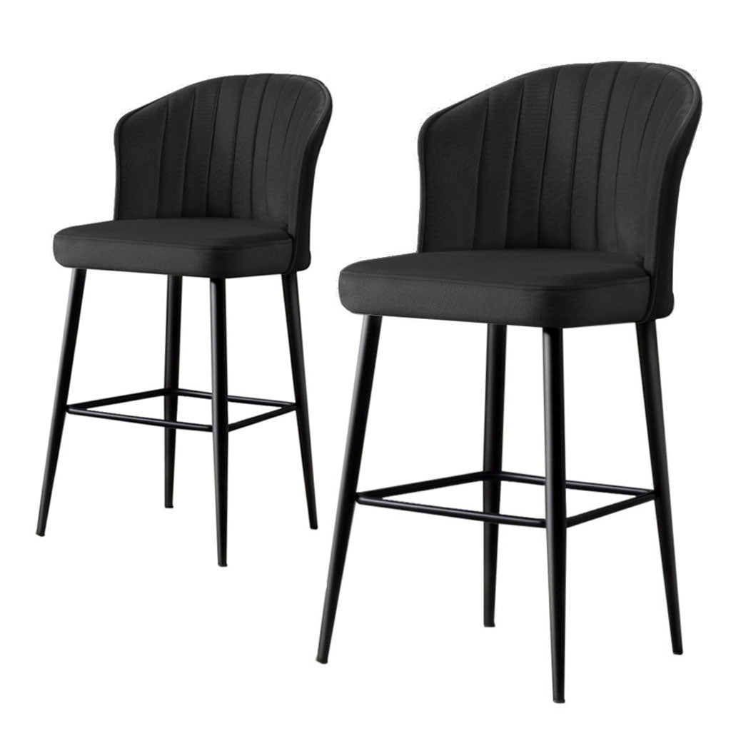 Lot de 2 chaises de bar Iria Velours et Métal Noir