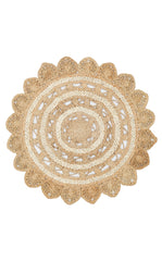 Tapis d'entrée rond Fibia D120cm Jute Beige et Blanc