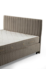 Lit simple à sommier relevable Azein Velours Taupe avec matelas 120x200cm à ressorts