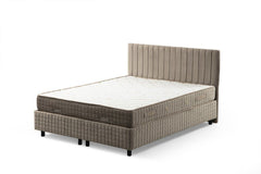 Lit double à sommier relevable Azein Velours Taupe avec matelas 90x190cm à ressorts