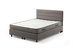 Lit simple à sommier relevable Volka Velours Gris clair avec matelas orthopédique 120x200cm à ressort ensachés