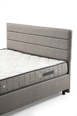 Lit simple à sommier relevable Volka Velours Gris clair avec matelas orthopédique 120x200cm à ressort ensachés