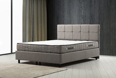 Lit simple à sommier relevable Testin 120x200cm avec matelas antibactérien à ressort Velours Gris clair