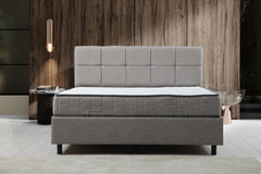 Lit simple à sommier relevable Testin 120x200cm avec matelas antibactérien à ressort Velours Gris clair