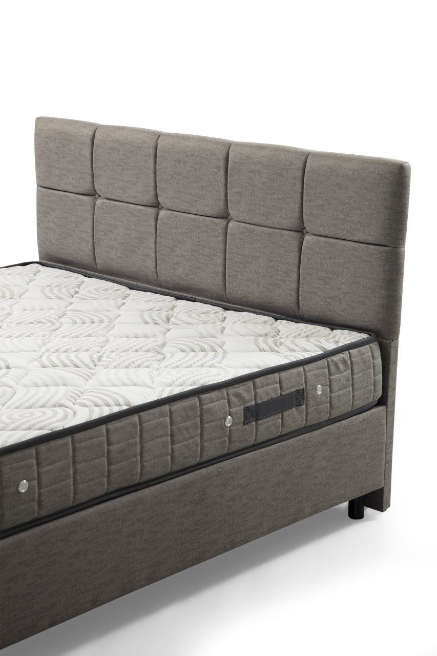 Lit simple à sommier relevable Testin 120x200cm avec matelas antibactérien à ressort Velours Gris clair