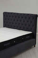 Lit double à sommier relevable Jeson Velours Anthracite avec matelas antibactérien 160x200cm à ressorts ensachés