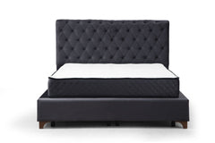 Lit double à sommier relevable Jeson Velours Anthracite avec matelas antibactérien 160x200cm à ressorts ensachés