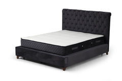 Lit double à sommier relevable Jeson Velours Anthracite avec matelas antibactérien 160x200cm à ressorts ensachés