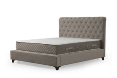 Lit double Jeson Velours Beige avec matelas antibactérien 140x200cm à ressorts ensachés