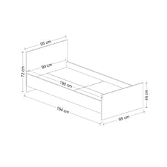 Lit simple Mingel 90x190cm Blanc