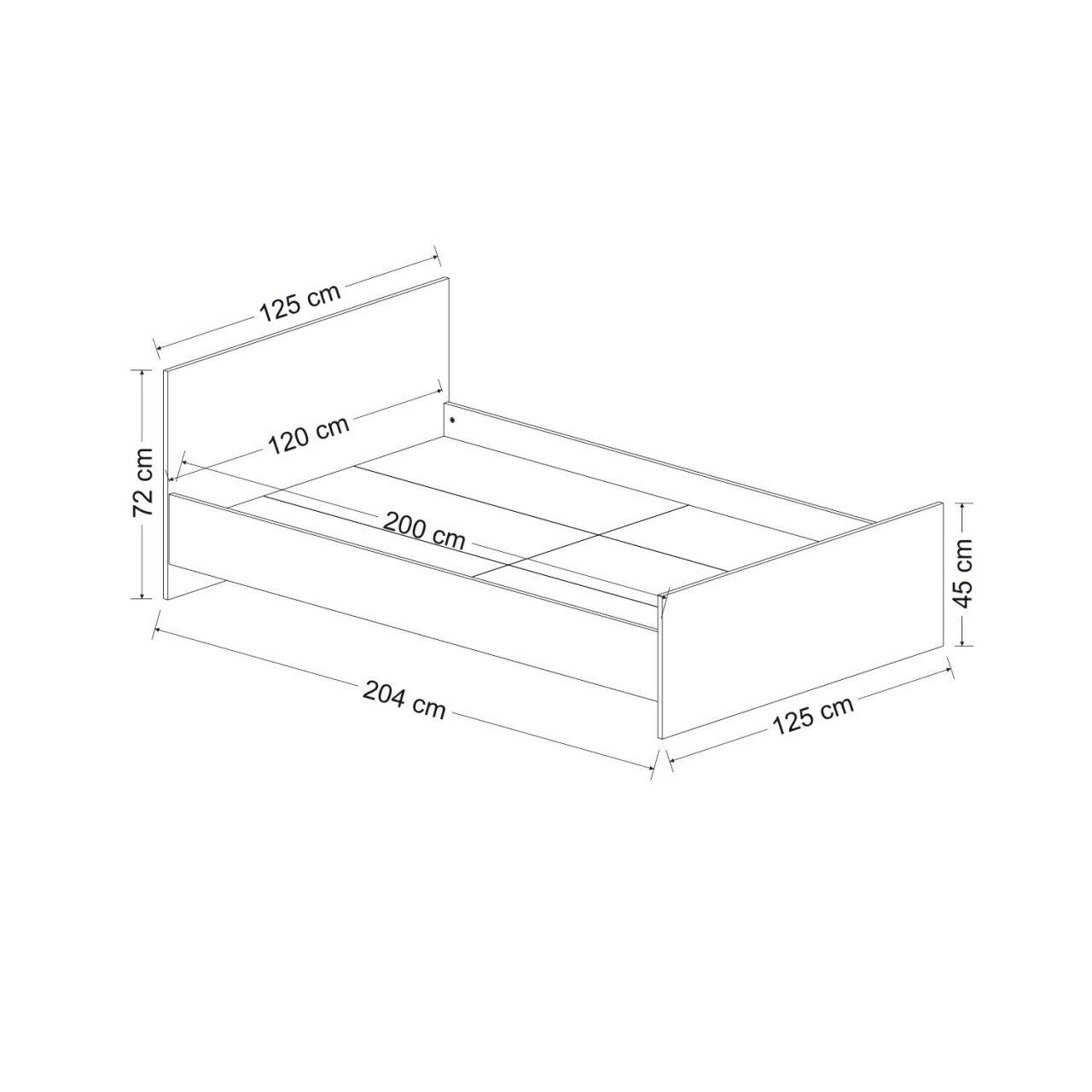 Lit simple minimaliste Minel 120x200cm Bois Blanc