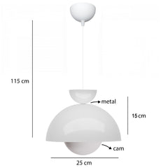 Suspension style coupole en métal et verre Capelina Ø25cm Blanc