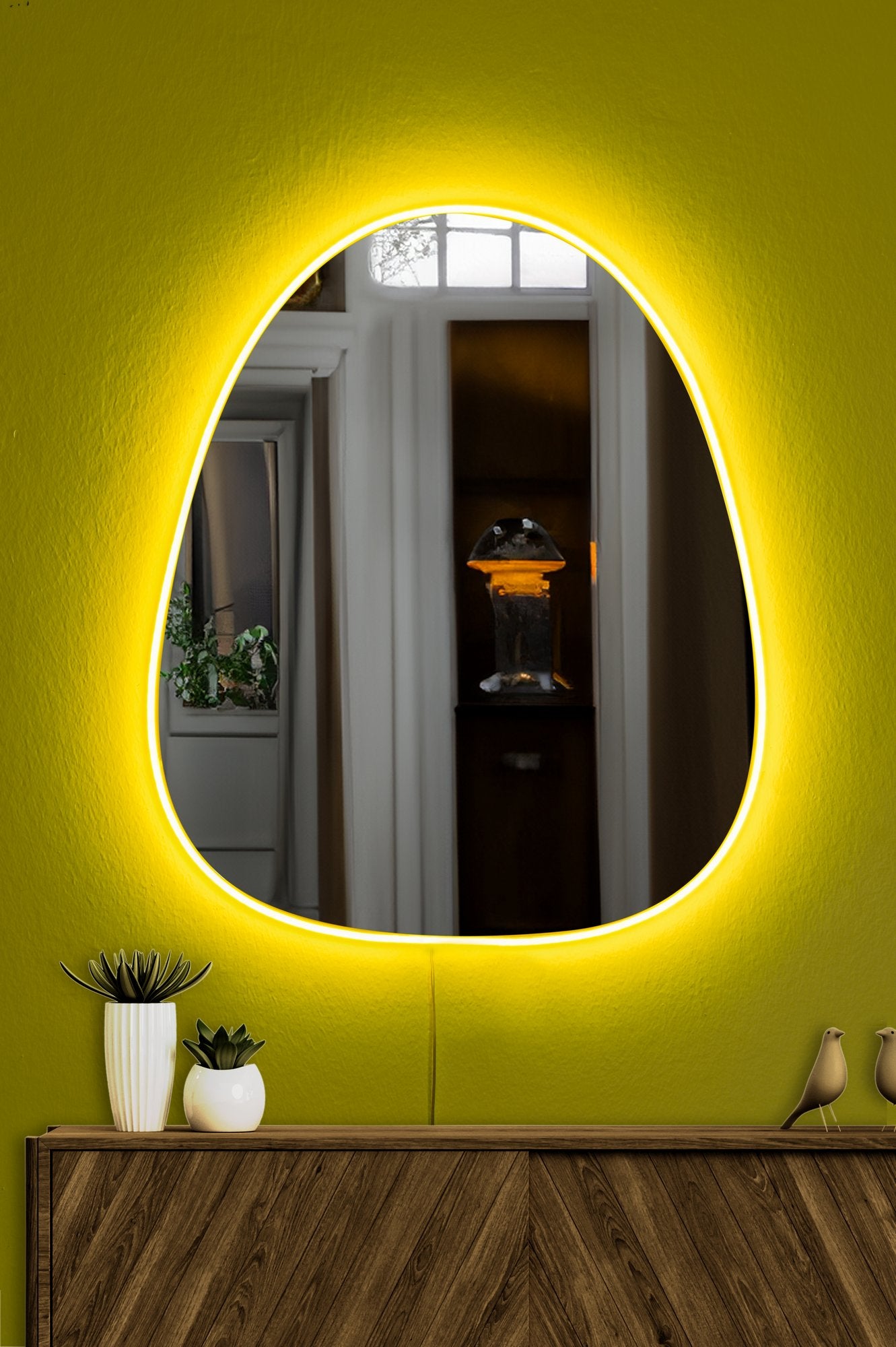 Miroir lumineux Artyl L50xH60cm Bande néon LED Jaune