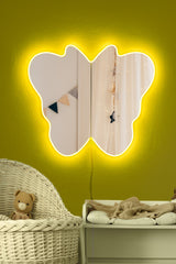 Miroir lumineux Moé L50xH57cm Papillon Bande néon LED Jaune