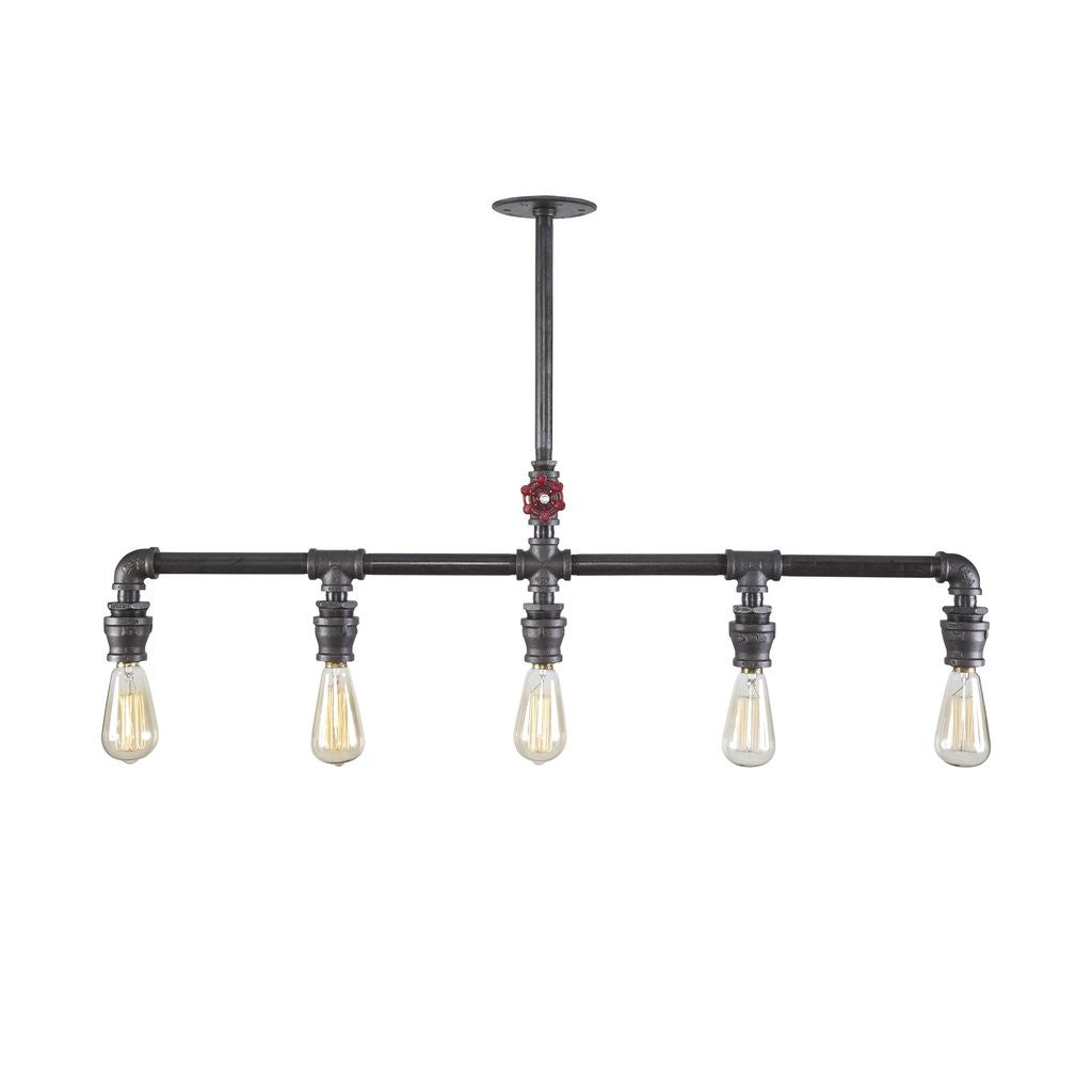 Suspension style industriel 5 lampes Yasa L78cm Métal Noir 