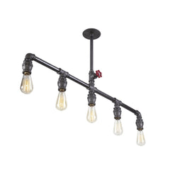 Suspension style industriel 5 lampes Yasa L78cm Métal Noir 