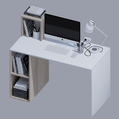 Bureau 3 étagères Skardi L120cm Bois clair et Blanc