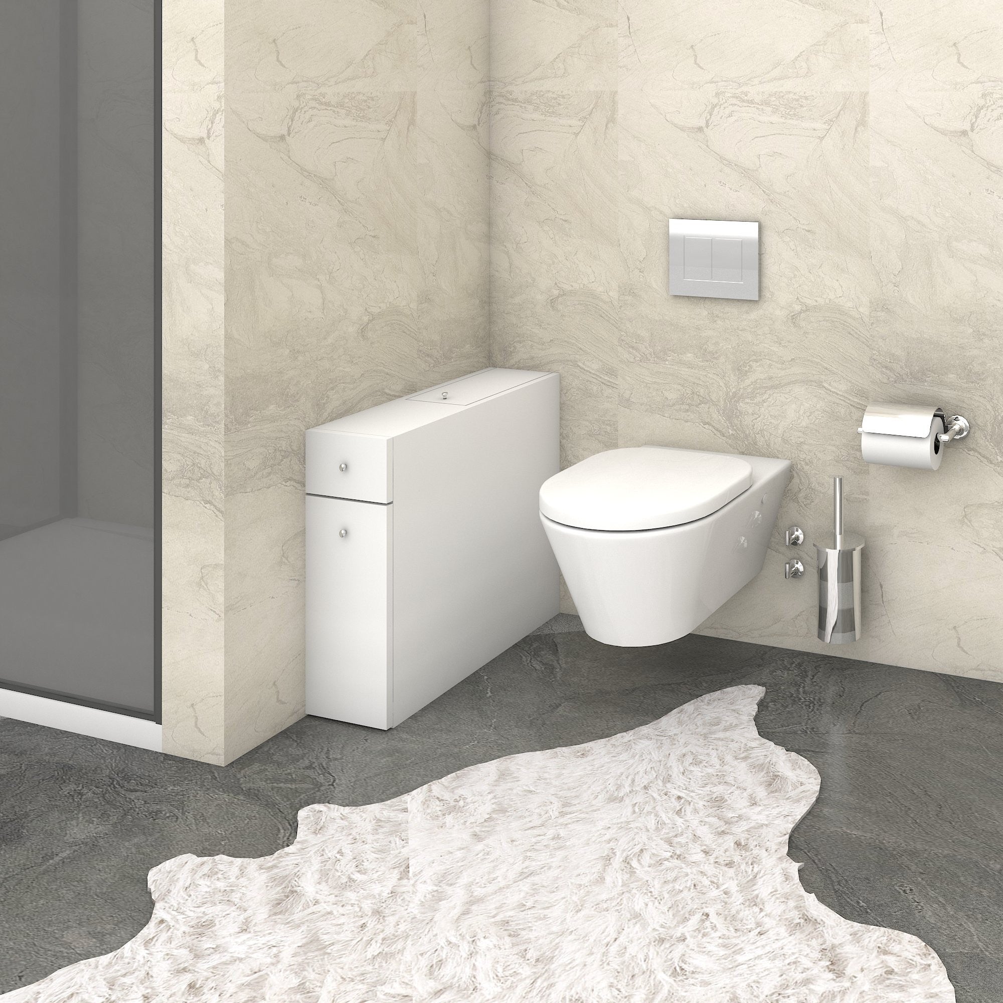 Rangement de salle de bain 2 tiroirs et 1 porte Denali Bois Blanc