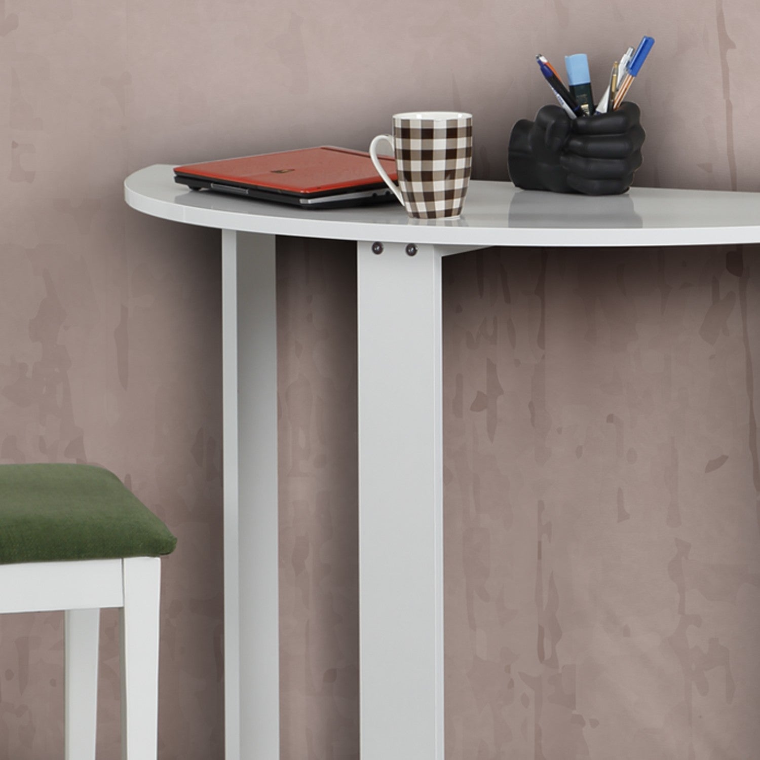 Table console demi-cercle Arothos L106cm Blanc