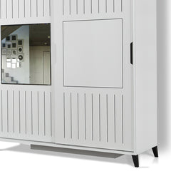 Armoire 2 portes coulissantes avec miroir Olgin L180xH216cm Bois Blanc