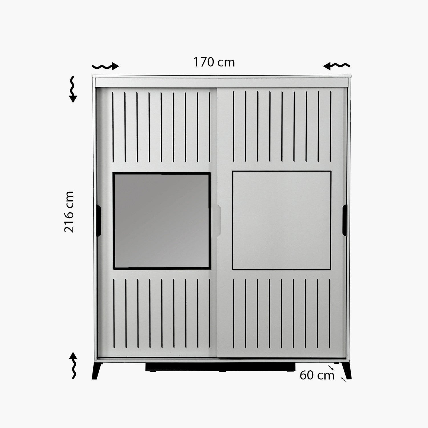 Armoire 2 portes coulissantes avec miroir Olgin L170xH216cm Bois Blanc