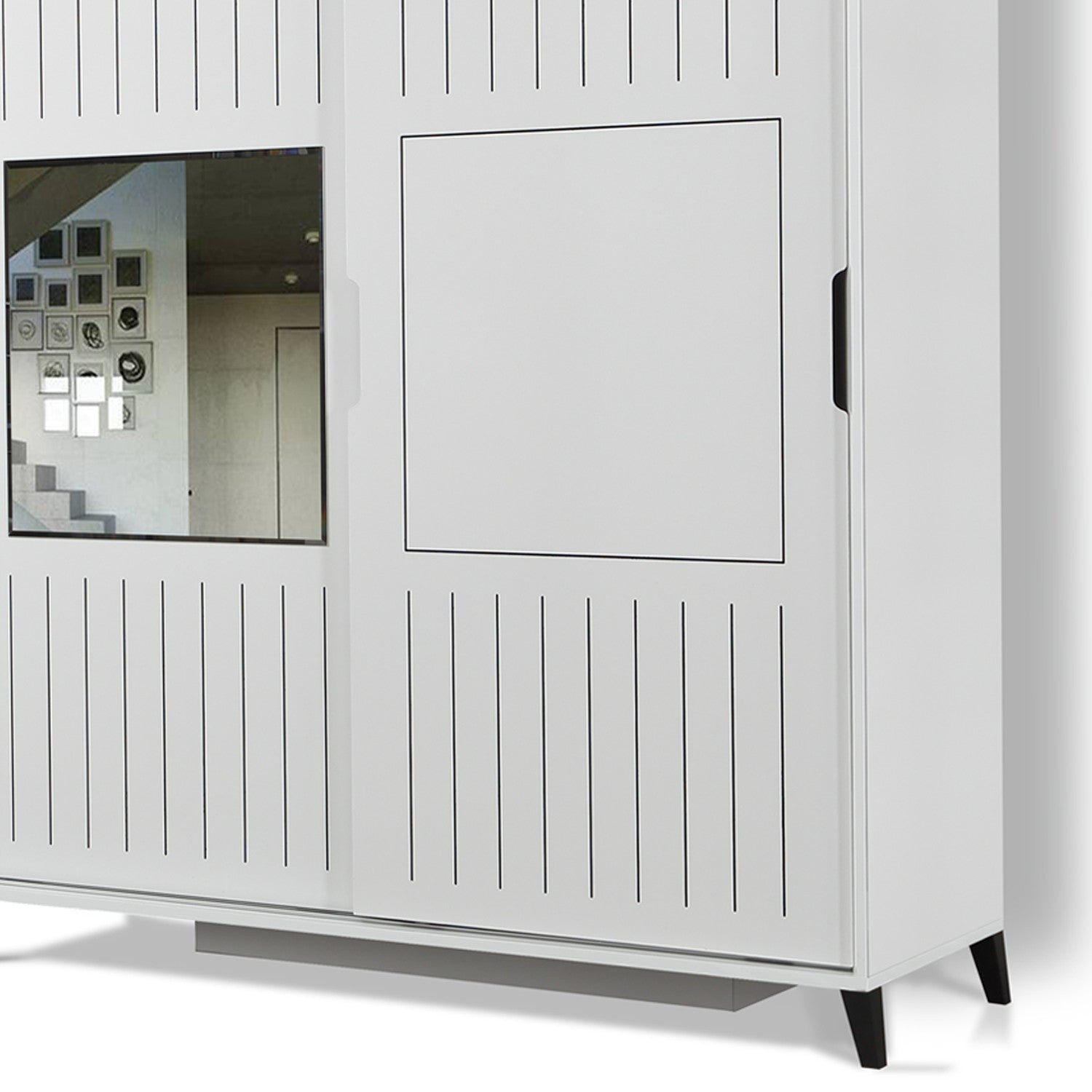 Armoire 2 portes coulissantes avec miroir Olgina L140xH216cm Blanc