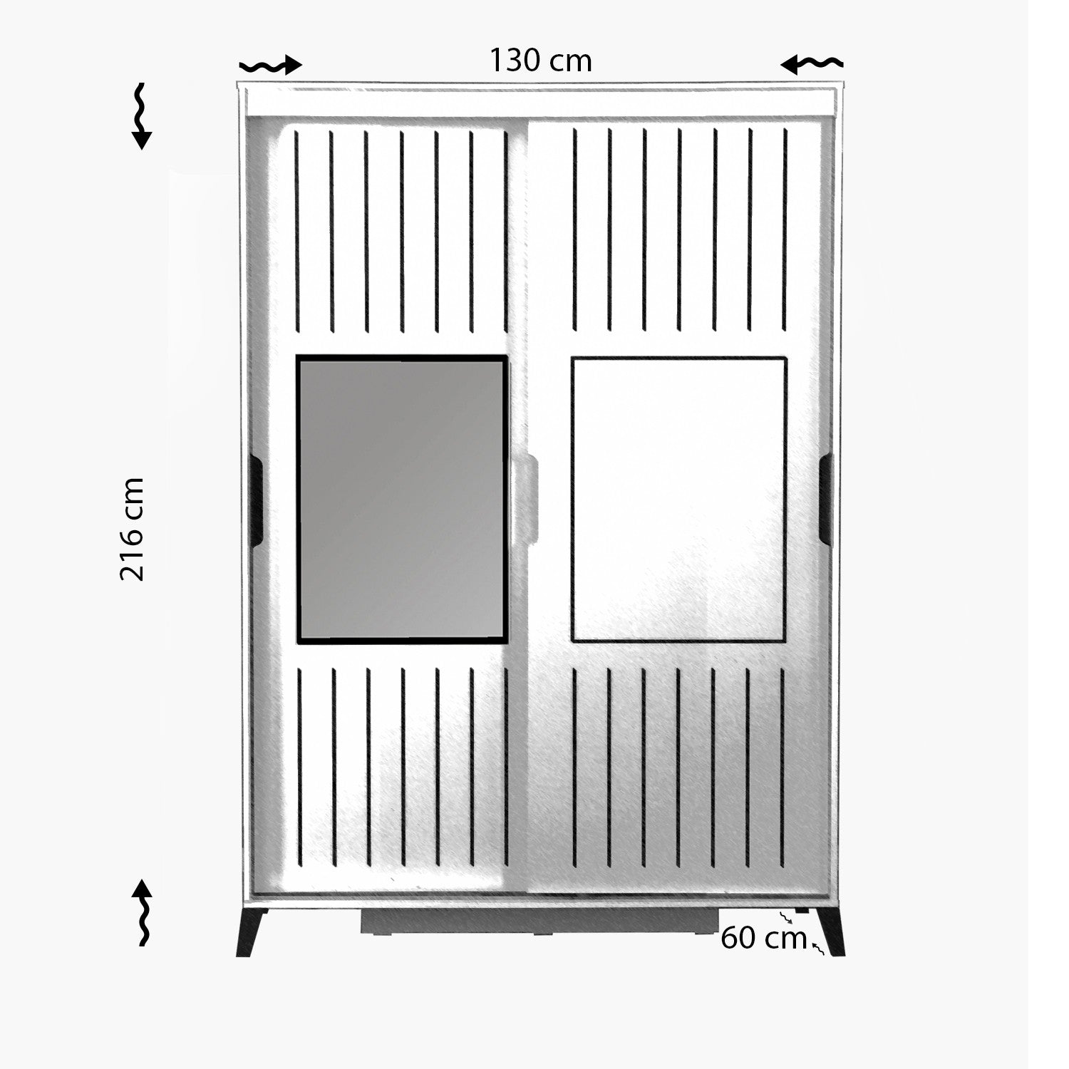 Armoire 2 portes coulissantes avec miroir Olgin L130xH216cm Bois Blanc