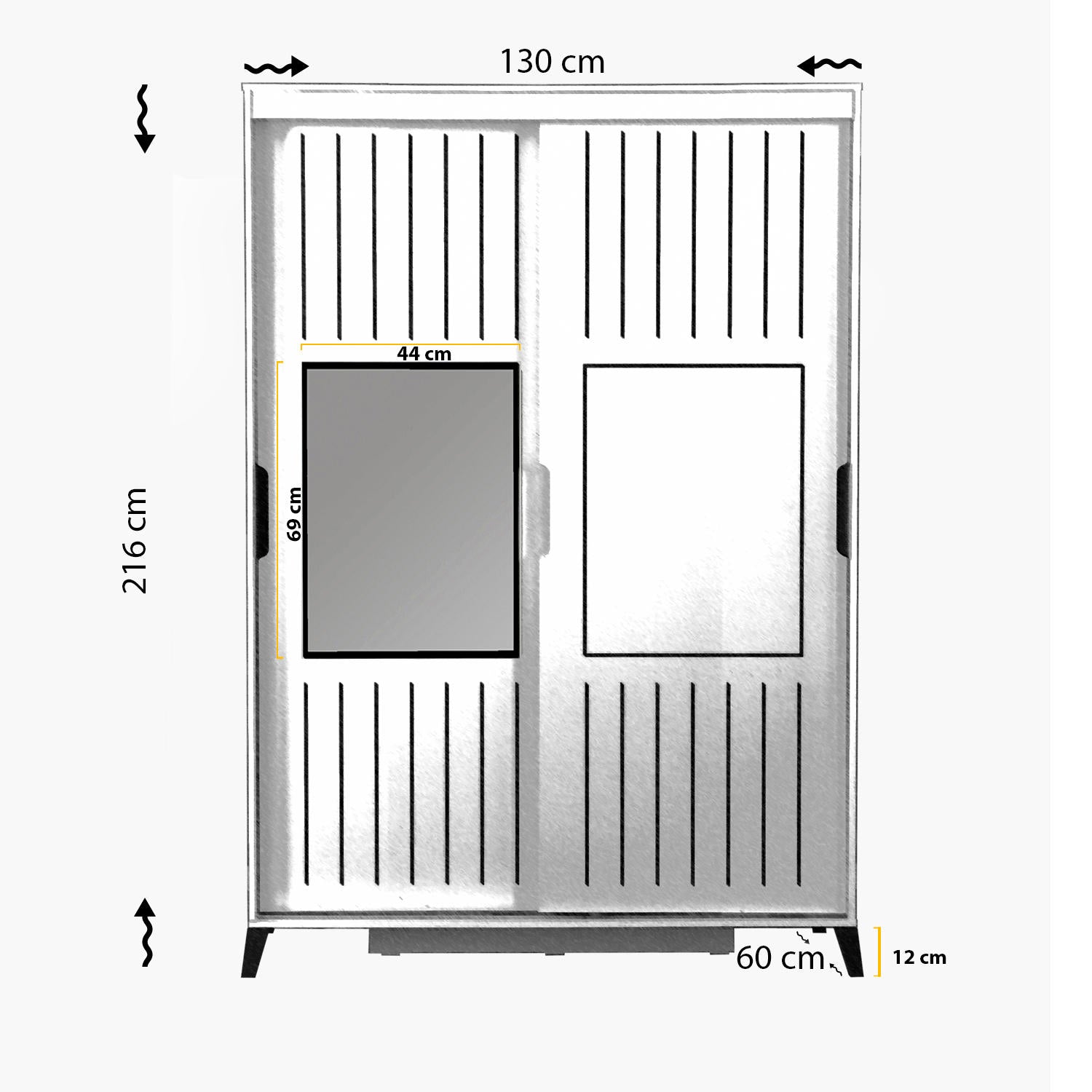 Armoire 2 portes coulissantes avec miroir Olgin L130xH216cm Bois Blanc