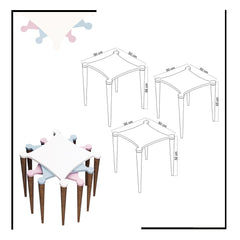 Lot de 3 tables basses gigognes design Lawn Plateau Bois laqué Blanc, Bleu et Rose Pieds Bois foncé