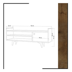 Meuble TV Apord L120cm Chêne clair et Blanc