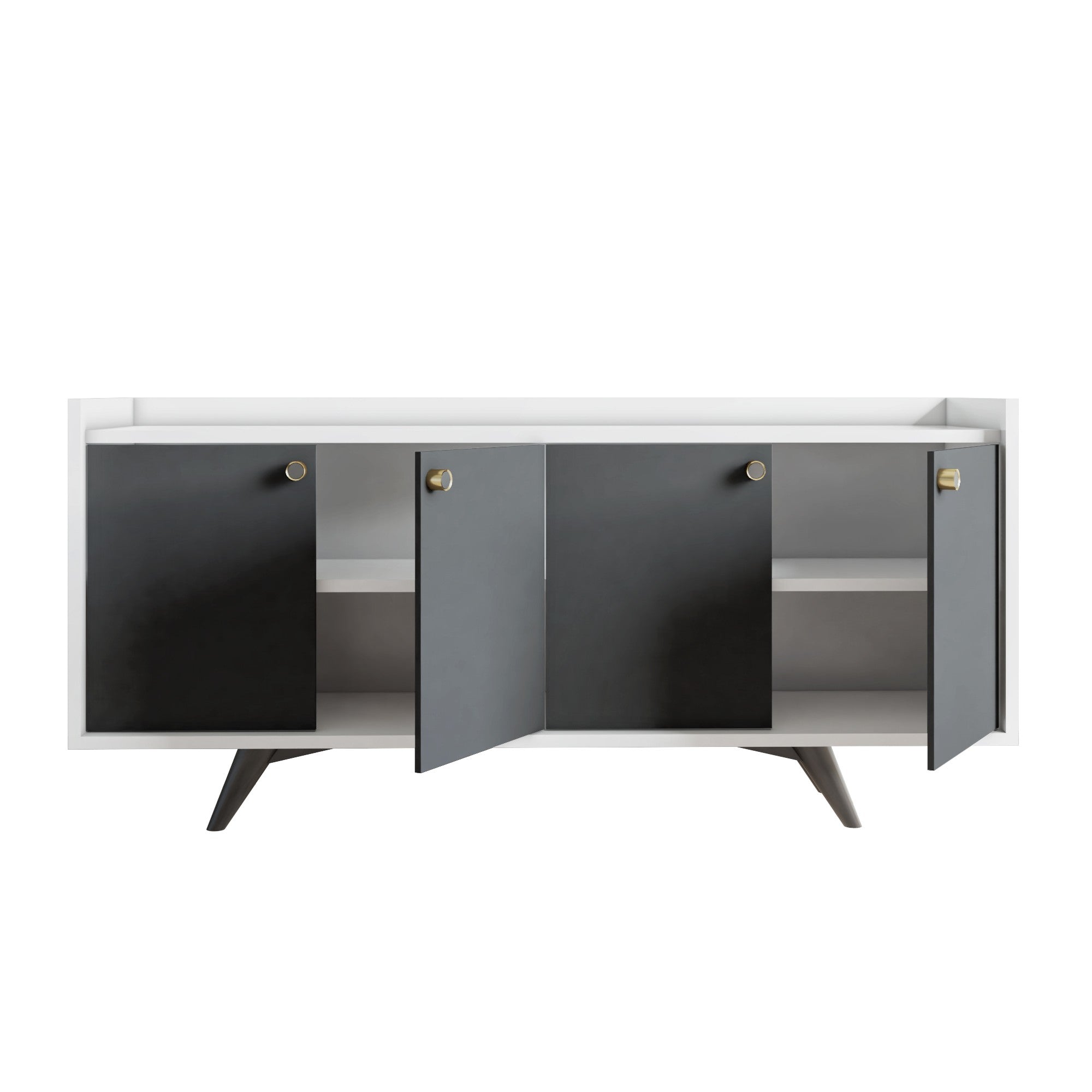 Buffet bas 4 portes Bellio L150cm Anthracite et Blanc