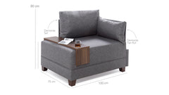 Fauteuil moderne accoudoir à droite Chico Tissu Gris