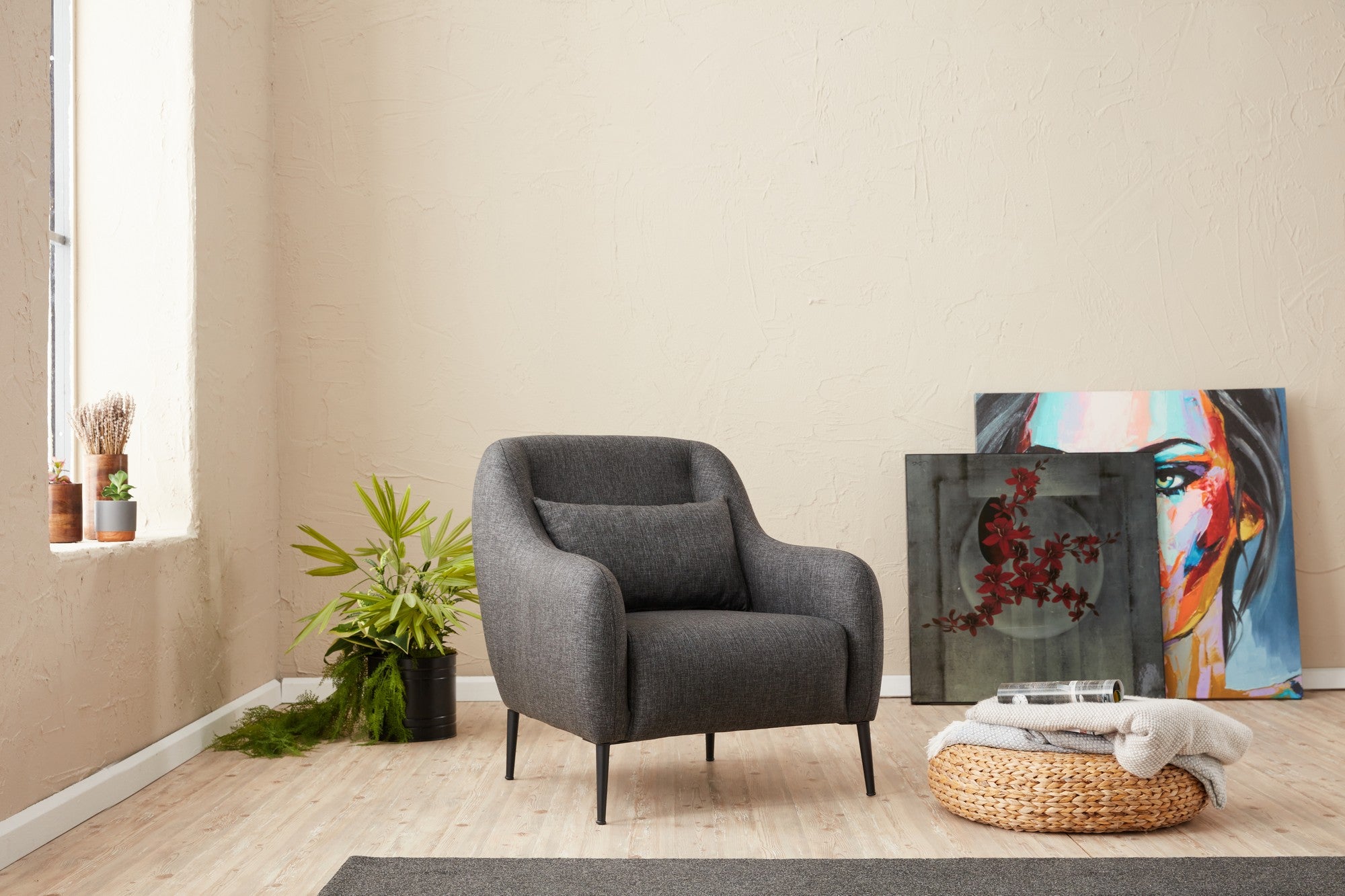 Fauteuil Juanita Tissu Anthracite