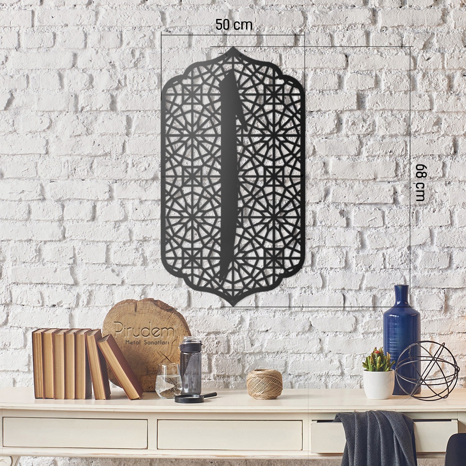 Décoration murale style arabesque Galinia L50xH68cm Métal Noir