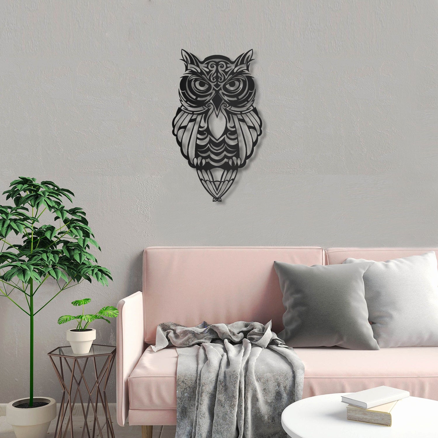 Décoration murale hibou Valus L42xH70cm Métal Noir