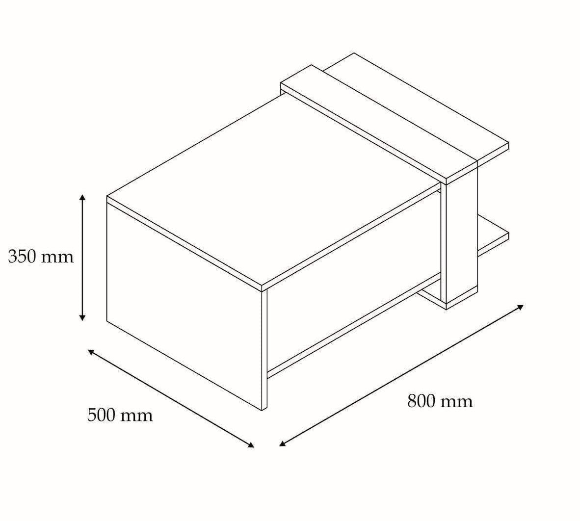 Table basse Kailua L80cm Bois foncé et Blanc